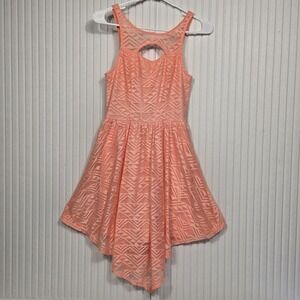 Material Girl Skater Dress Size Small‎ Peach Lace Overlay Sleeveless Lined